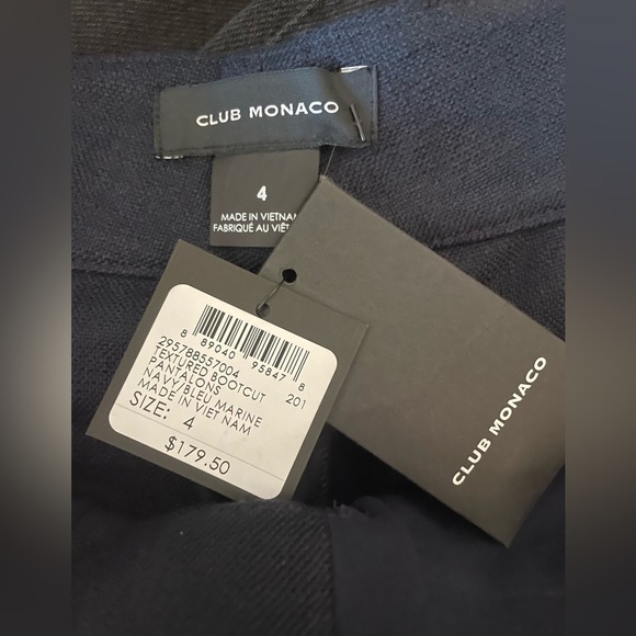 NWT Club Monaco Textured Bootcut Trousers Cotton Navy - Picture 5 of 9